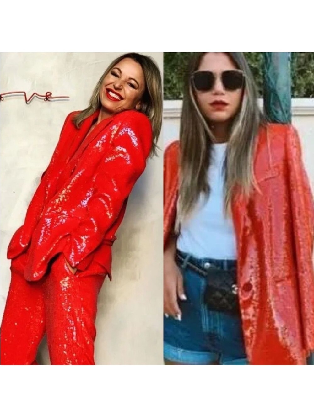 NWOT Zara Red Sequin Blazer Jacket - Statement Piece Sz S